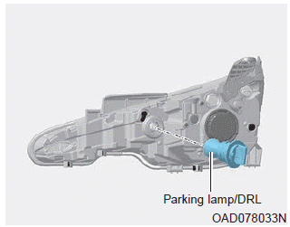 Hyundai Elantra. Headlamp, Parking Lamp, Turn Signal Lamp and Side Marker