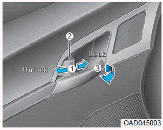 Hyundai Elantra. Operating Door Locks from Inside the Vehicle