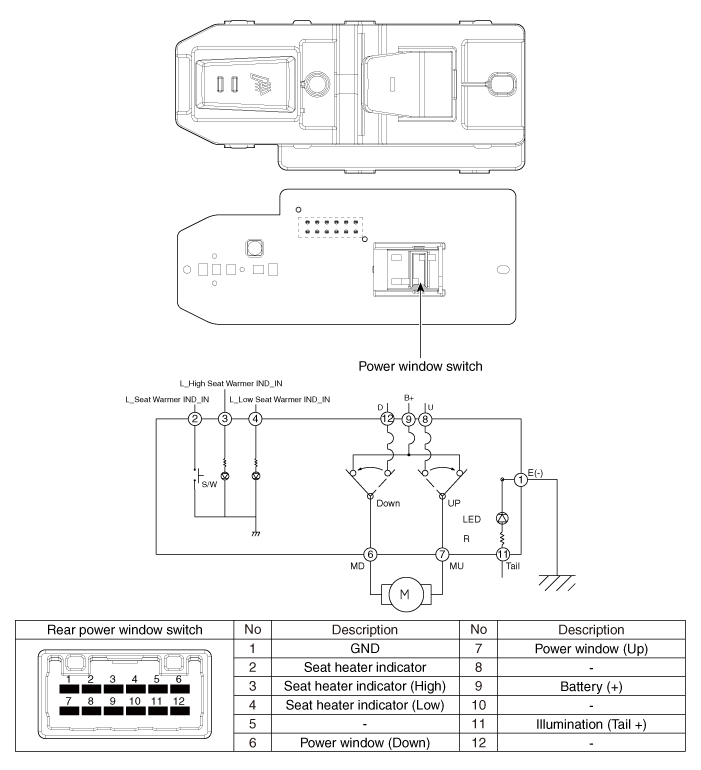 Hyundai Elantra - Power Window Switch Components and Components ...